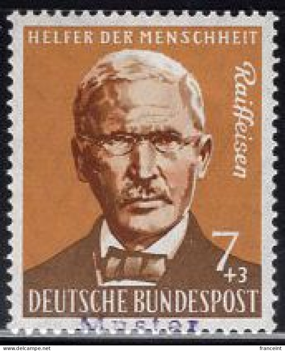 GERMANY(1958) Friedrich Raifeisen. MUSTER (specimen) Overprint. Pioneered Credit Unions. Scott No B362. - Sonstige & Ohne Zuordnung