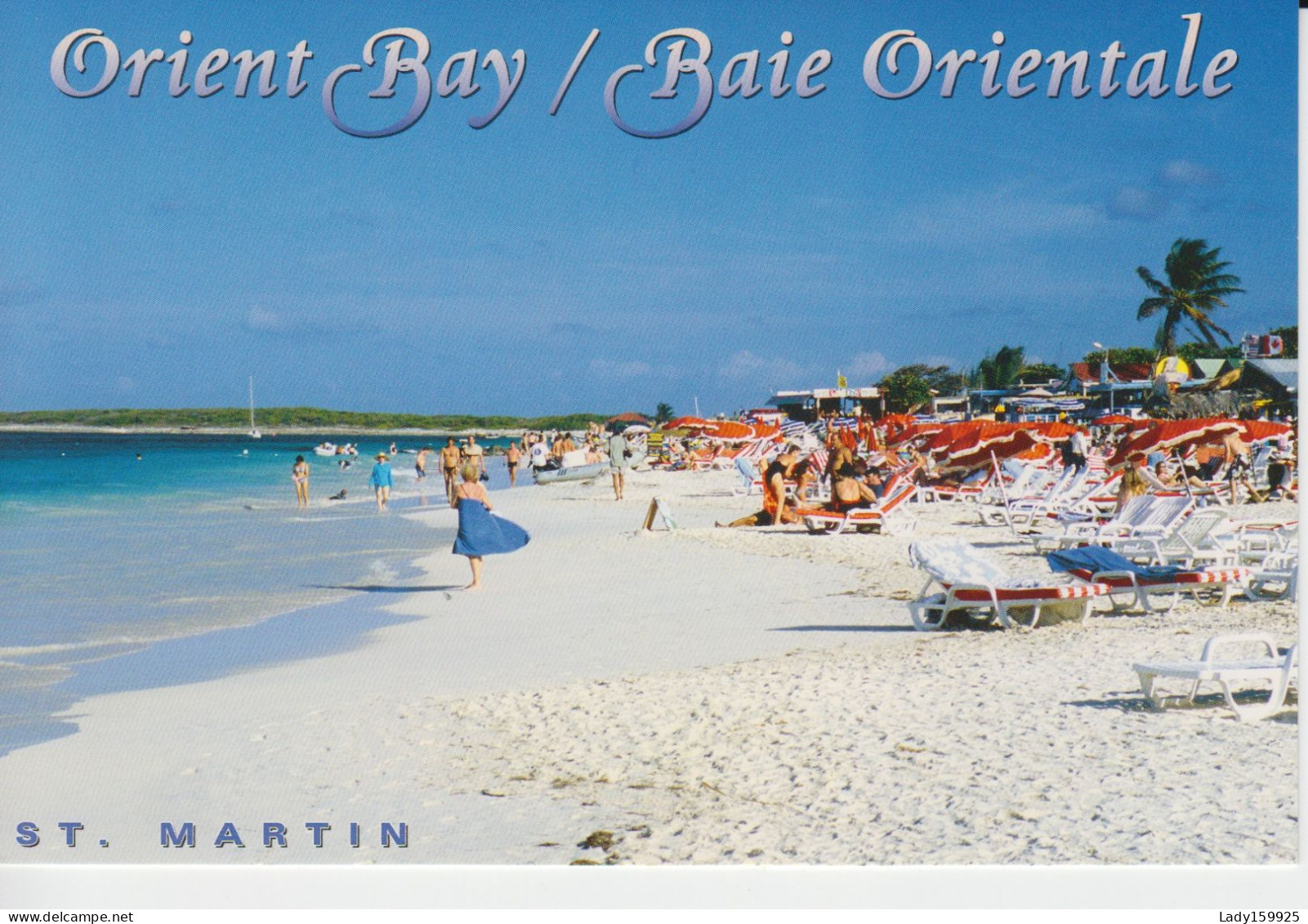 St Martin Baie Orientale,  Plage Sable Blanc, Parasols Rouge, Animation CM 2 Scans - Sint-Marteen