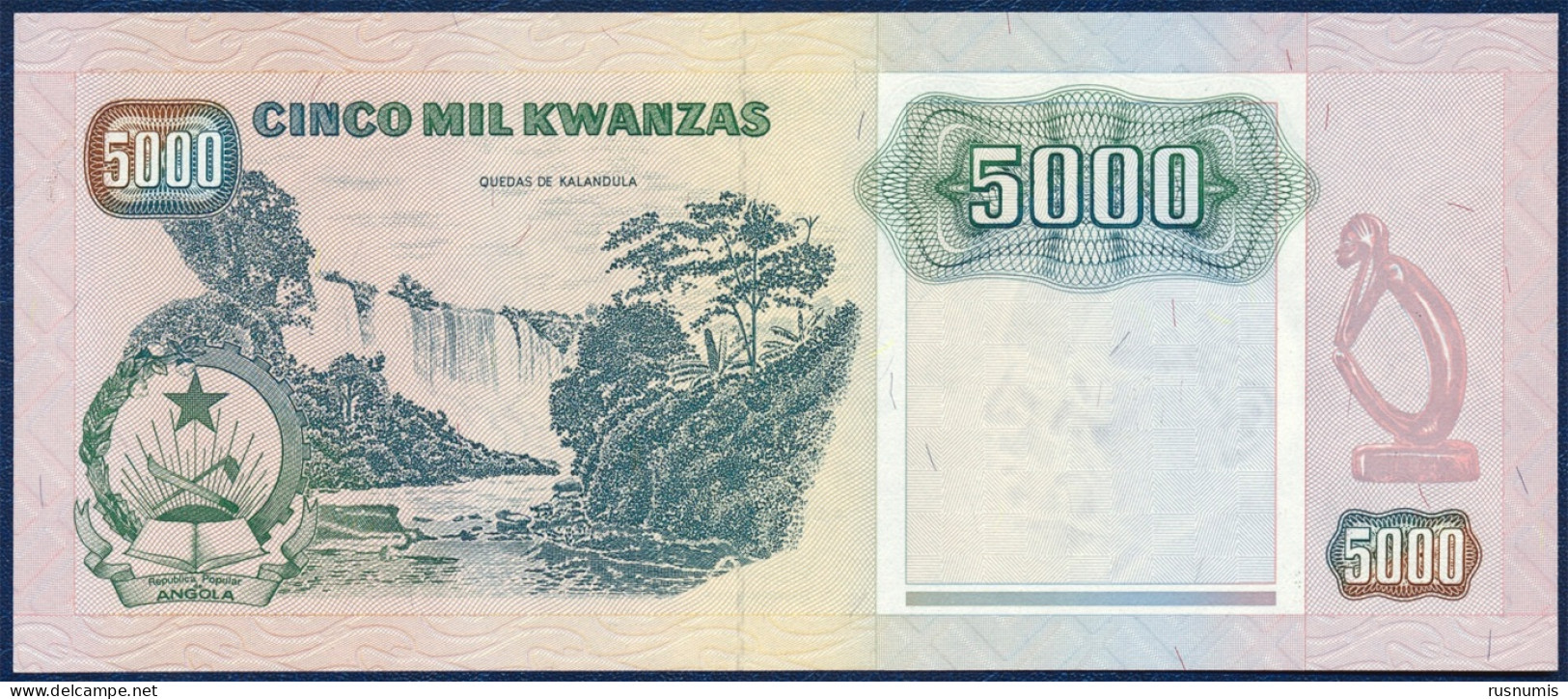 ANGOLA 5000 KWANZAS KWANZA P-130c Dr. Antуnio Agostinho Neto & Jose Eduardo Dos Santos - Kalandula Waterfalls 1991 UNC - Angola