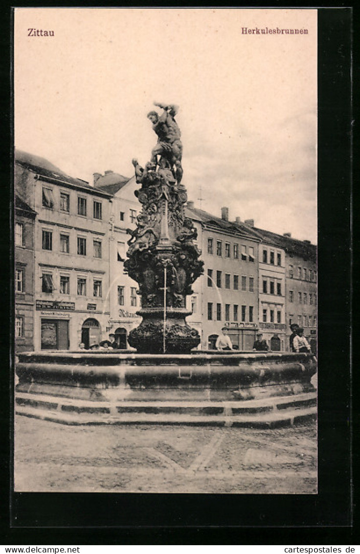 AK Zittau, Am Herkulesbrunnen  - Zittau