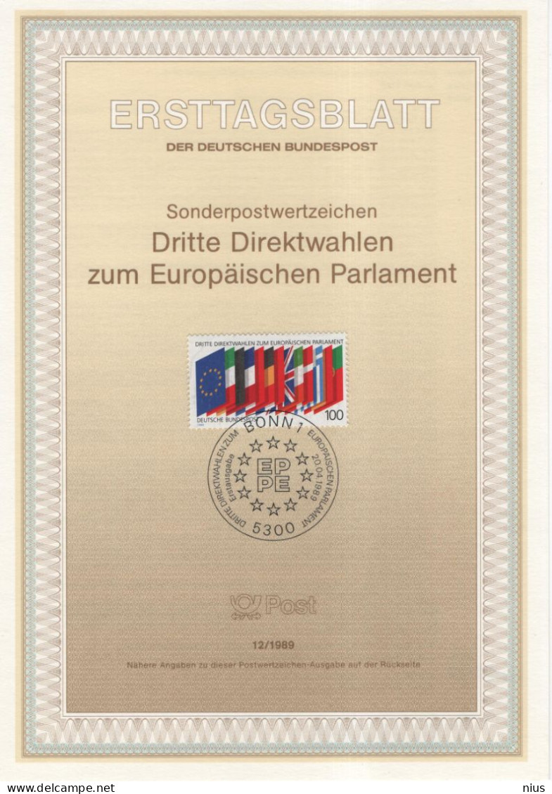 Germany Deutschland 1989-12 Dritte Direktwahlen Zum Europäischen Parlament, Canceled In Bonn - 1981-1990
