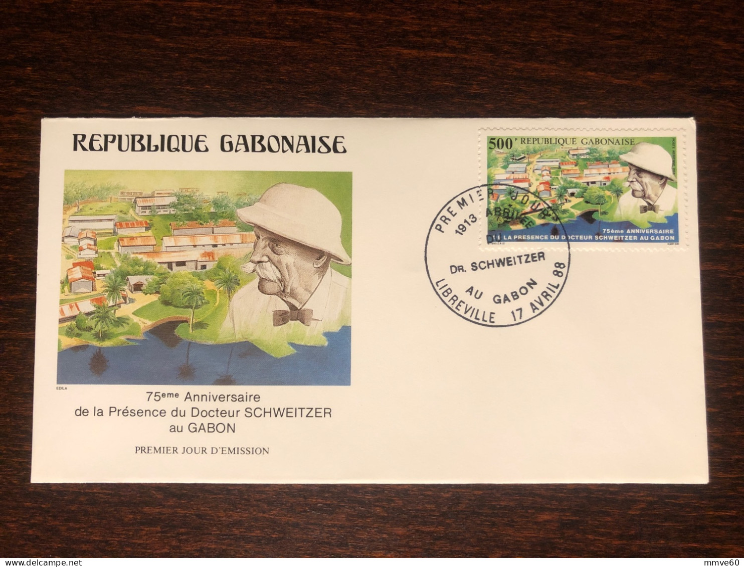 GABON FDC COVER 1988 YEAR SCHWEITZER HEALTH MEDICINE STAMPS - Gabun (1960-...)