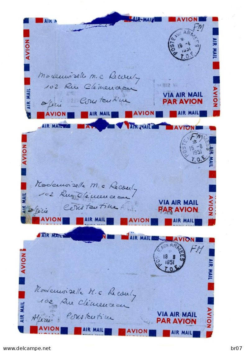 GUERRE INDOCHINE SCANS INDIVIDUELS 1951 18X LAC CORRESPONDANCES X 18 POSTE AUX ARMEES TOE FM ET SP 523352 => ALGERIE CON - Oorlog In Indochina En Vietnam