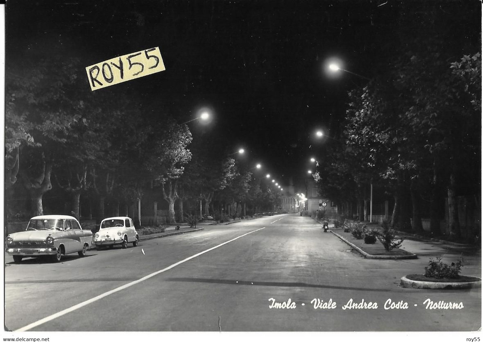 Emilia Romagna-imola Viale Andrea Costa Veduta Viale In Notturna Auto Epoca Anni 60 - Imola