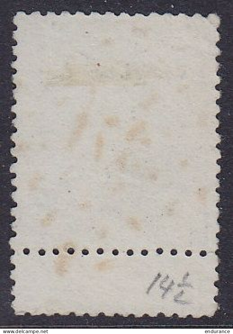 Belgique - N°15B Obl. 20c Médaillon Dentelé (14½) Bleu Avec Interpanneau Et Fragment Du Voisin Du Bas ! - 1863-1864 Medaillen (13/16)