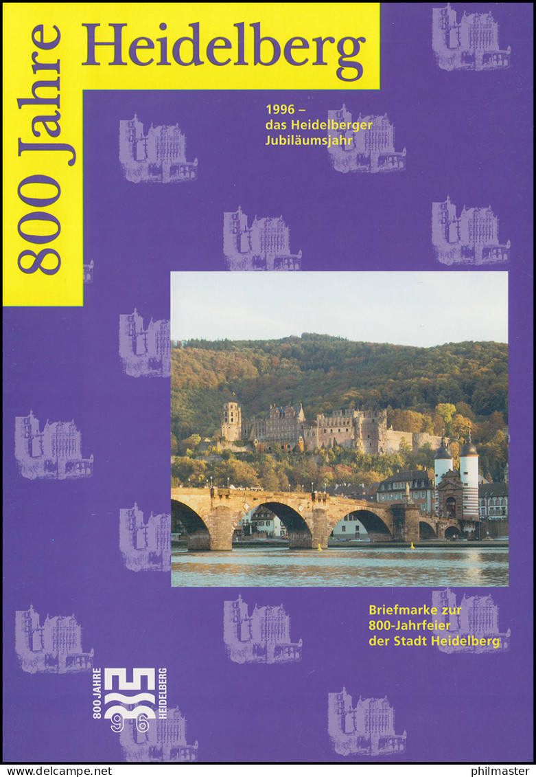 Klappkarte 800 Jahre Heidelberg 1996 Mit 1868 Im Paar Mit Passendem ESSt BONN - Sonstige & Ohne Zuordnung