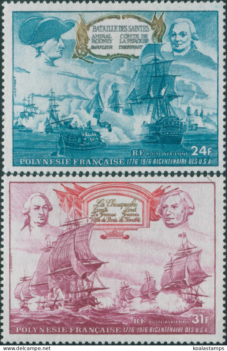 French Polynesia 1976 Sc#C128-C129,SG212-213 American Revolution Set MNH - Andere & Zonder Classificatie