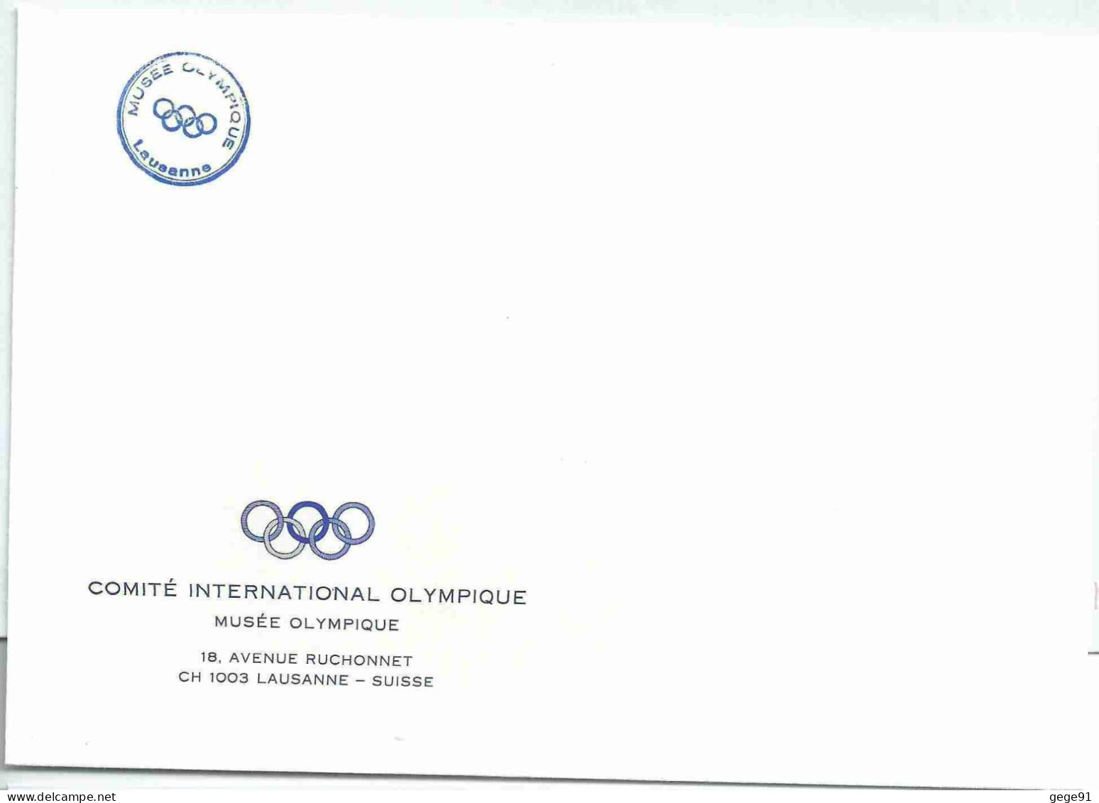 Enveloppe à Entête Du Musée Olympique De Lausanne - Comité International Olympique - CIO - Other & Unclassified