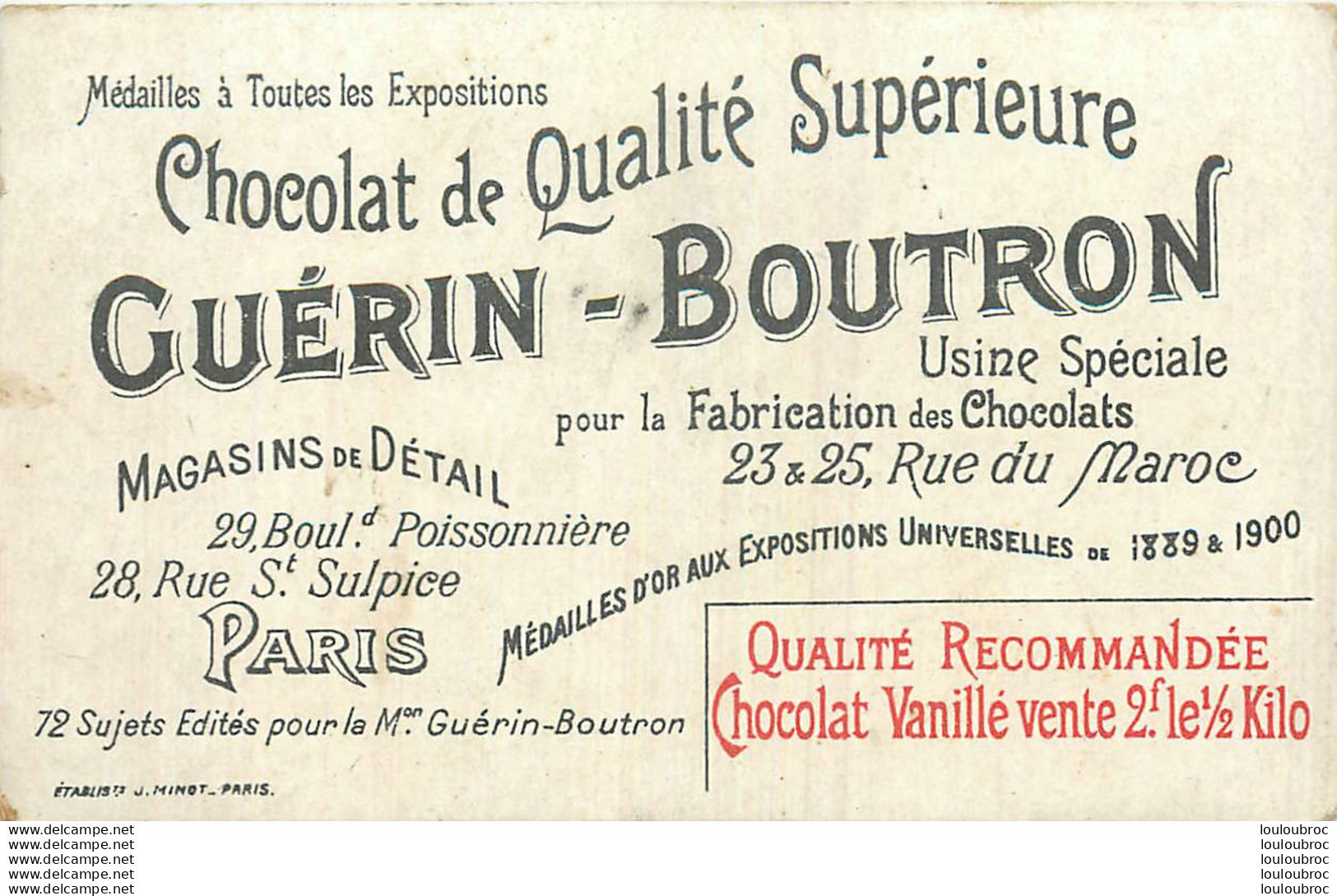 CHROMO  CHOCOLAT GUERIN BOUTRON  LES DIFFERENTES INDUSTRIES  FABRICATION CHARBON DE BOIS LITH MINOT - Guerin Boutron