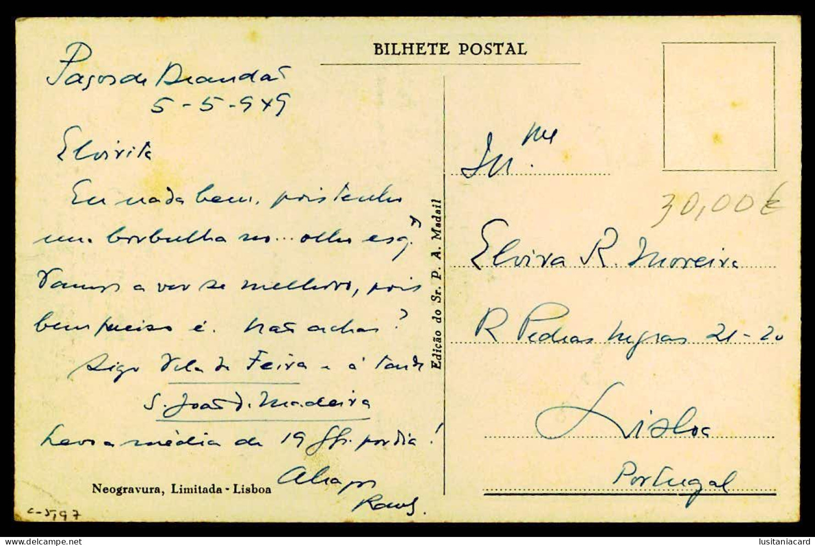 PAÇOS DE BRANDÃO - Recordação De Paços De Brandão. ( Ed. Do Sr. P.A. Madail/ Neogravura Limitada) Carte Postale - Aveiro