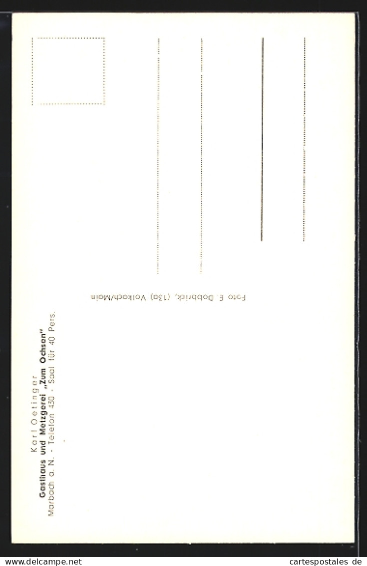 AK Marbach A. N., Gasthaus U. Metzgerei Zum Ochsen  - Marbach