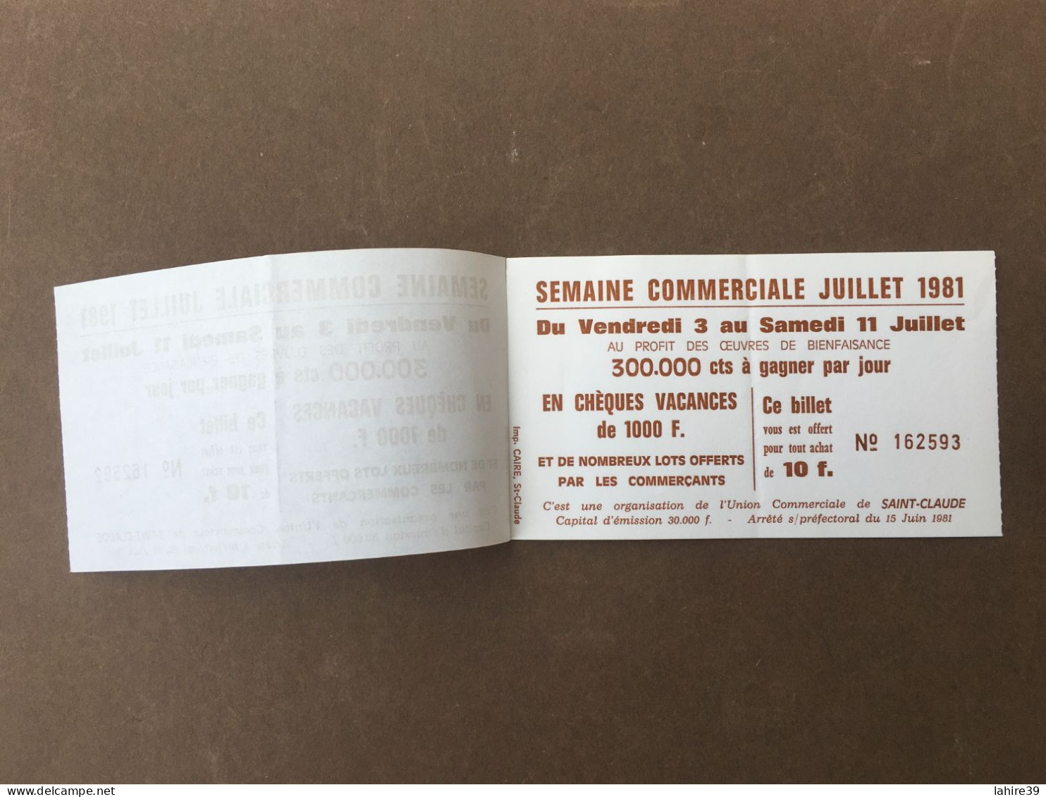 4 Billets De Semaine Commerciale / Chèques Vacances / Bon Achat / 1981 / Saint Claude / Jura - Cheques & Traverler's Cheques