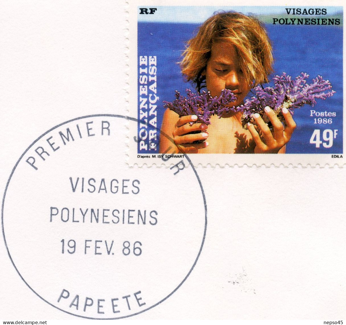 Enveloppe Timbres Premier Jour D'émission.Polynésie.Papeete 19 Février 86.Polynésie Française Visages Polynesiens - Sonstige & Ohne Zuordnung