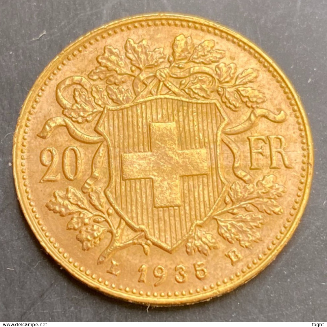 1935 L B Switzerland Standard Gold Coin 20 Francs,KM#35.1 - 20 Francs (or)