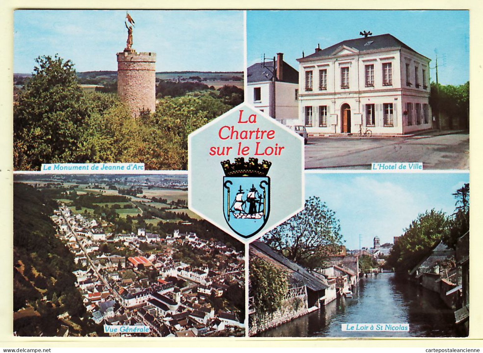 35267 / LA CHARTRE Sur Le LOIR Sarthe Hotel De Ville Monument JEANNE ARC Vue Aérienne Multivues 1970s - CIM COMBIER - Sable Sur Sarthe