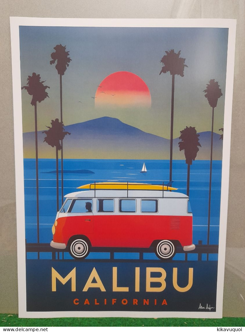 VOLKSWAGEN COMBI MALIBU - AFFICHE POSTER - Cars