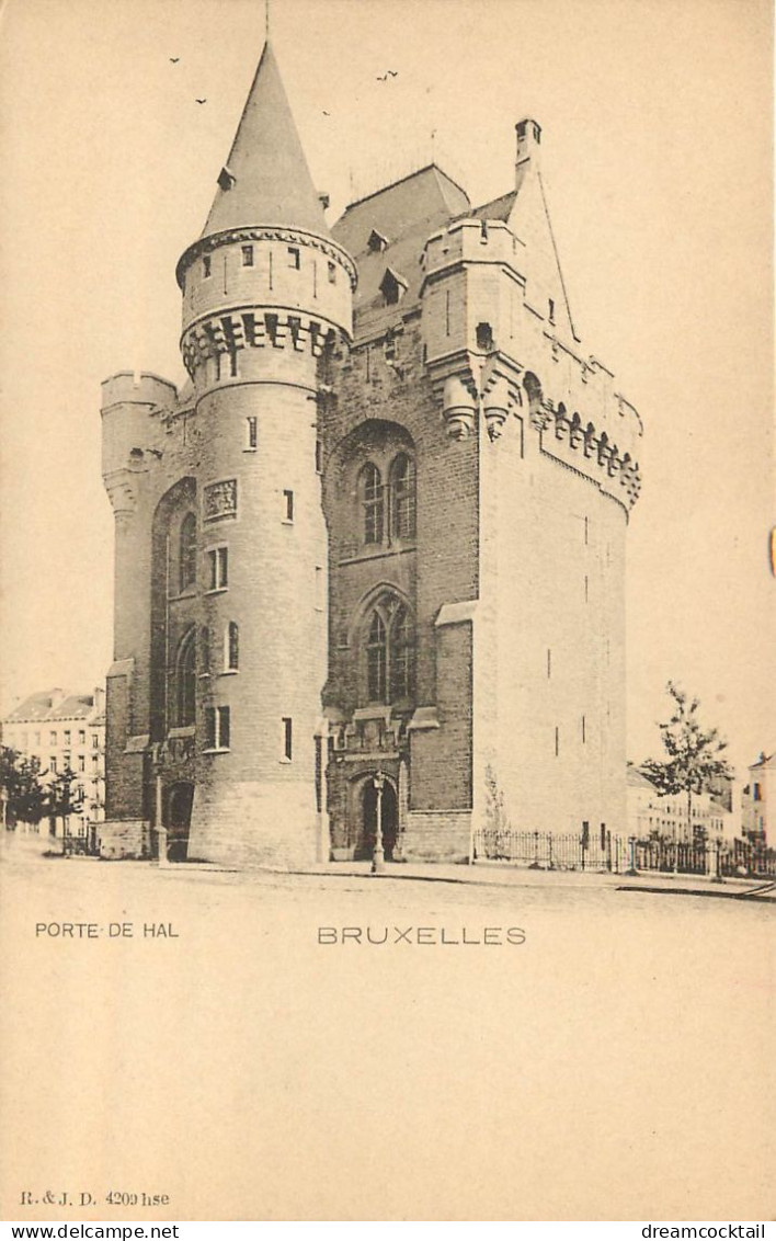 Superbe lot de 10 cpa BRUXELLES vers 1900. Maison du Roi, Manneken-Piss, Porte Hal, Colonne Congrès, Bourse, Comtes...