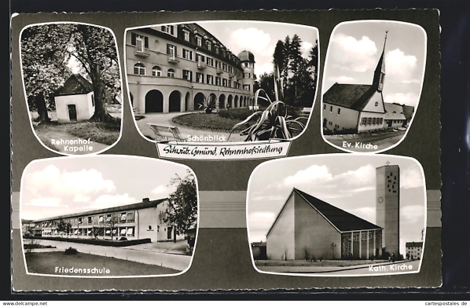 AK Schwäb. Gmünd, Rehnenhofsiedlung, Schönblick, Kapelle, Friedensschule  - Schwaebisch Gmünd