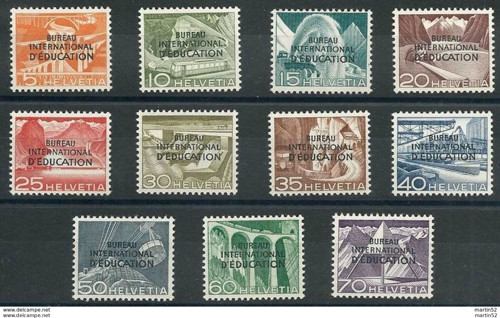 Schweiz Suisse 1950: Dienst V "BUREAU INTERNATIONAL D'ÉDUCATION" (BIE) Zu+Mi 29-39 ** MNH (Zu CHF 100.00) - Dienstzegels