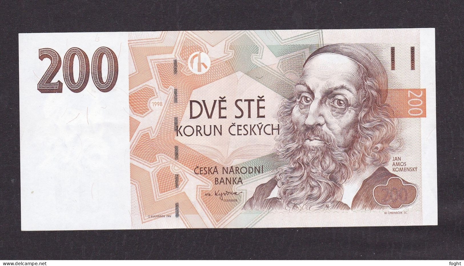 1998 Czech Republic Czech National Bank Banknote 200 Korun,P#19B - Czech Republic