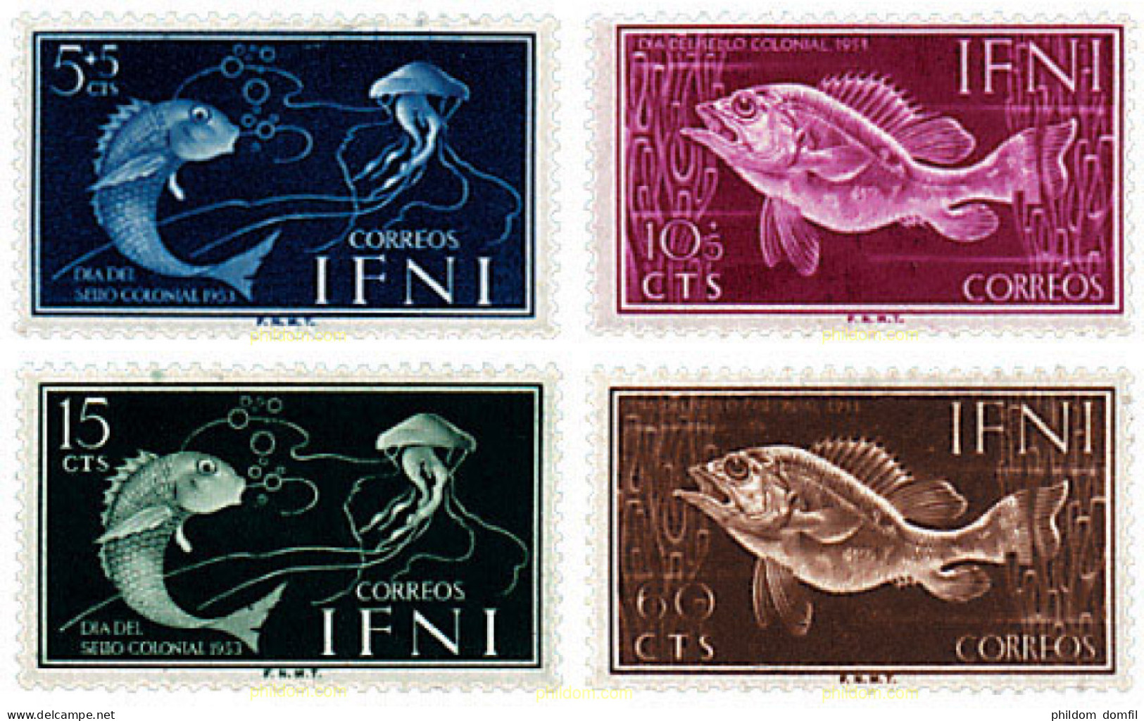 41782 MNH IFNI 1953 DIA DEL SELLO. FAUNA MARINA - Ifni