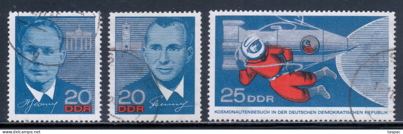 East Germany / DDR 1965 Mi# 1138-1140 Used - Visit Of The Russian Cosmonauts / Space - Europa