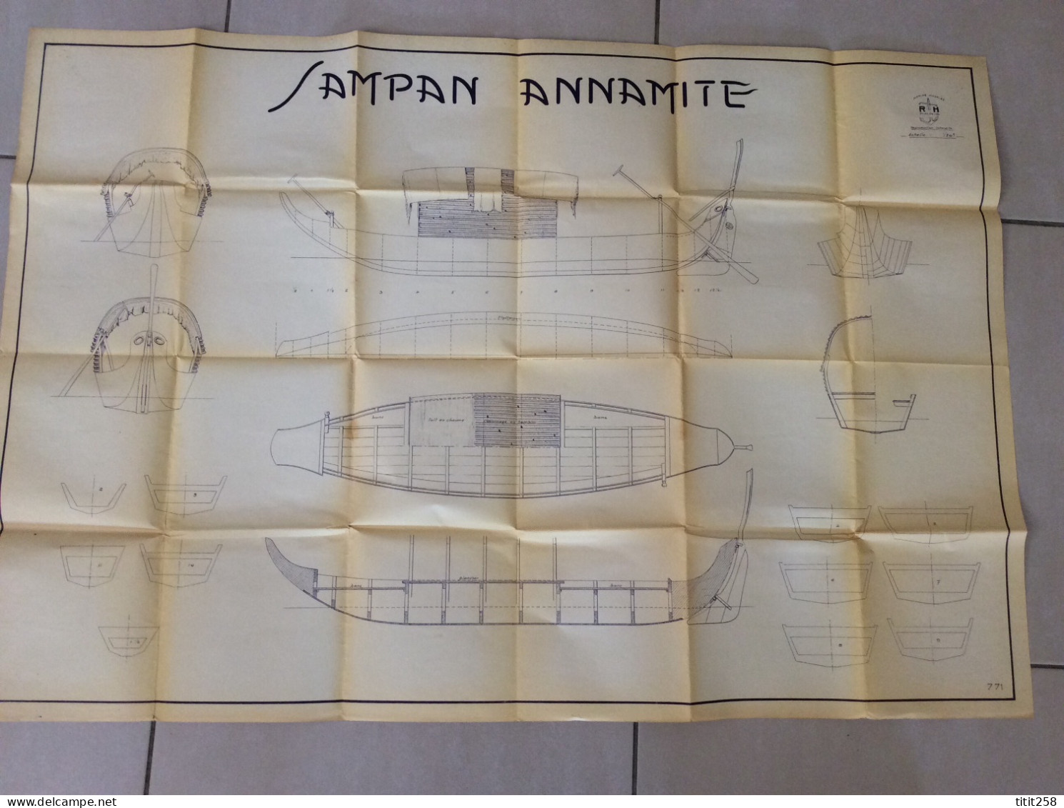 Ancien Grand Plan MRB Maquette ( Bateau ) SAMPAN ANNAMITE  / CHINE - Andere Plannen