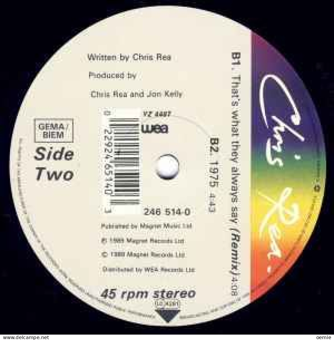 CHRIS REA   / THAT'S WHAT THEY ALWAYS SAY ( RAINBOW MIX ) - 45 Rpm - Maxi-Single