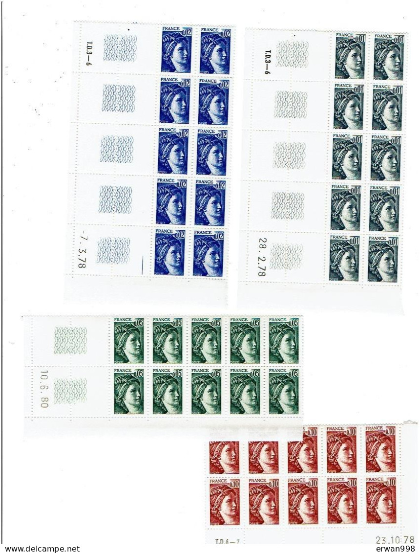 SABINE Lot De 21 Blocs De 10 Timbres 1978/1980 Neufs Sans Charnière   (104) - 1970-1979