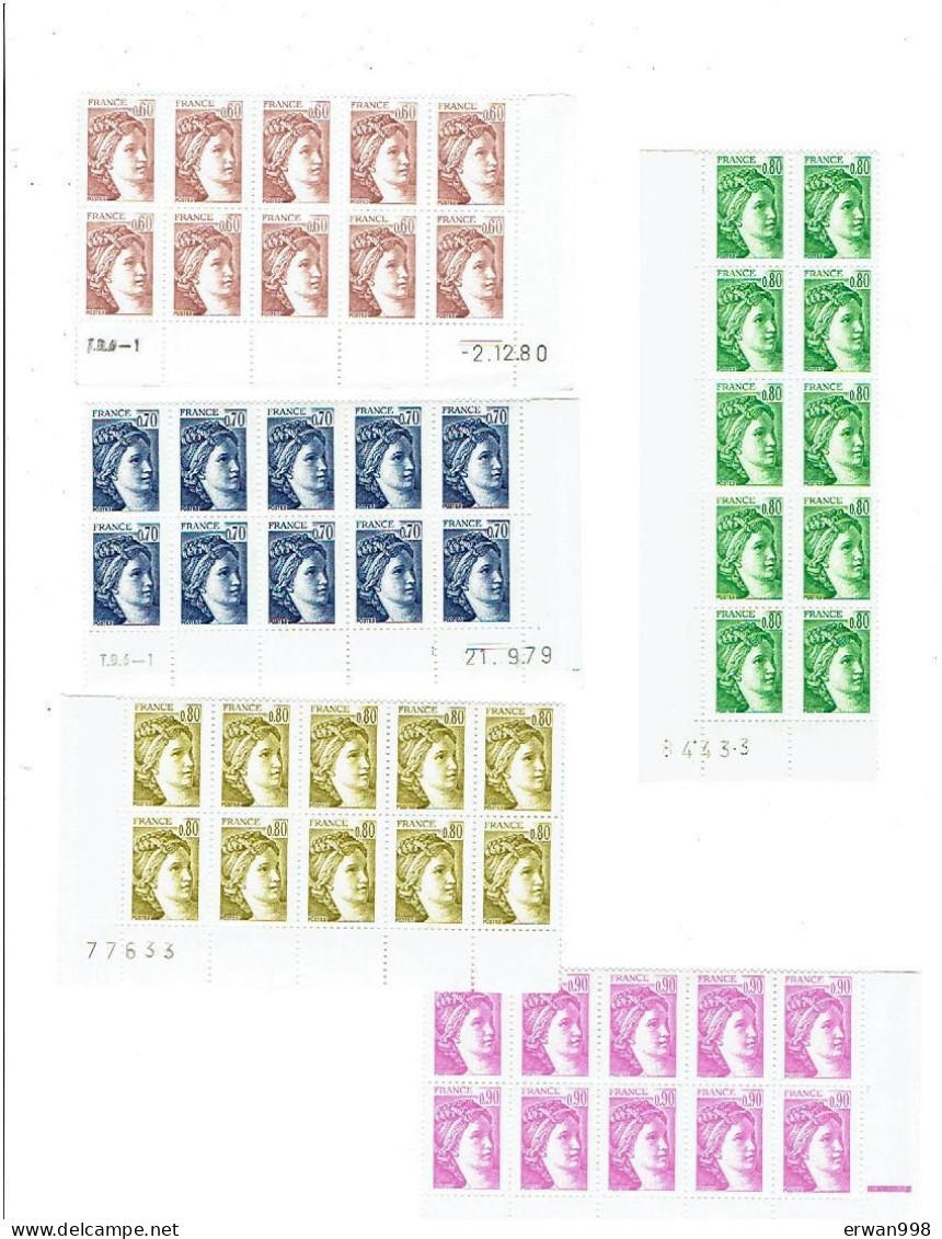 SABINE Lot De 21 Blocs De 10 Timbres 1978/1980 Neufs Sans Charnière   (104) - 1970-1979