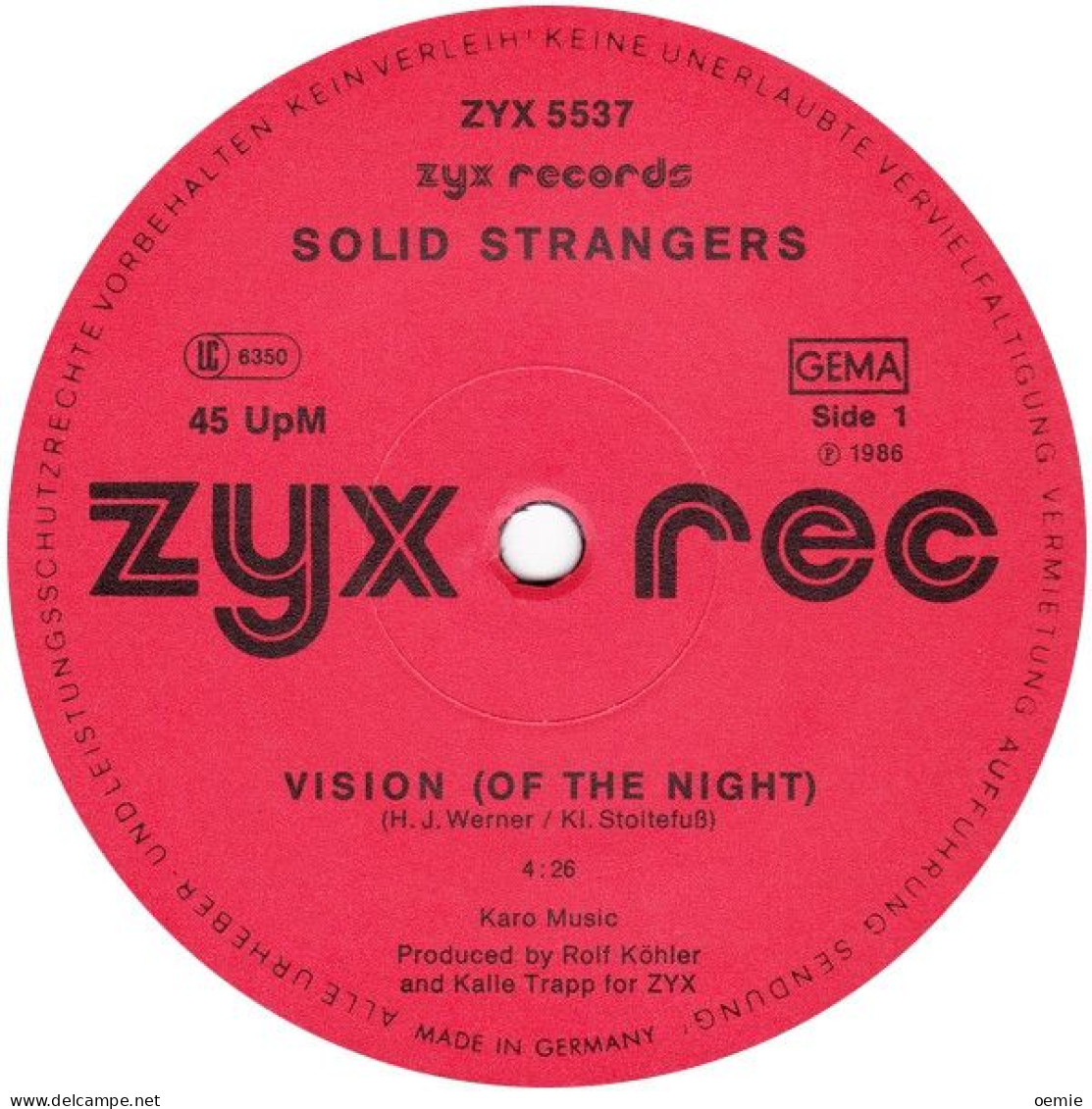 SOLID  STRANGERS   VISION  OF THE NIGHT - 45 Rpm - Maxi-Singles