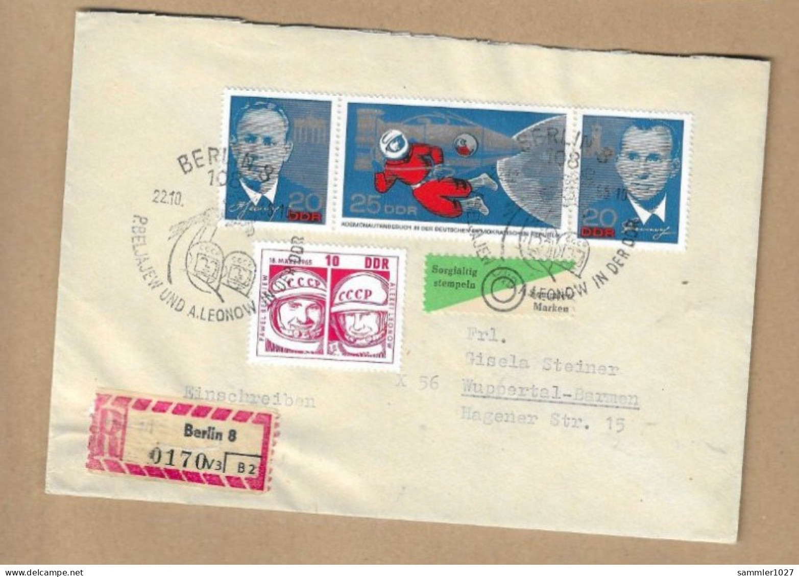 Los Vom 03.05 -  Einschreiben-Briefumschlag Aus Berlin Mit ZD 1965 - Brieven En Documenten