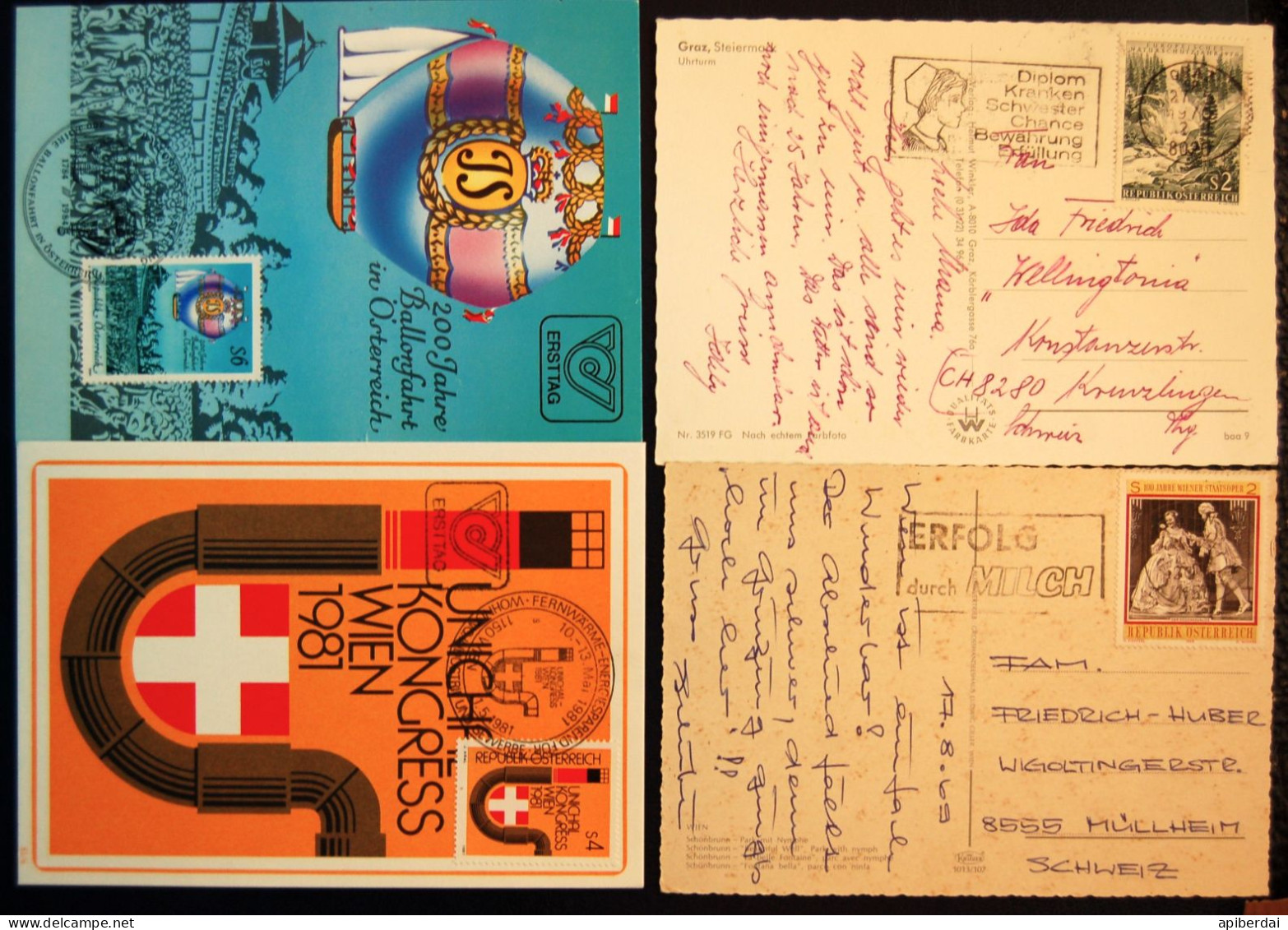 Autriche Austria - 15 Cards All Differents - FDC