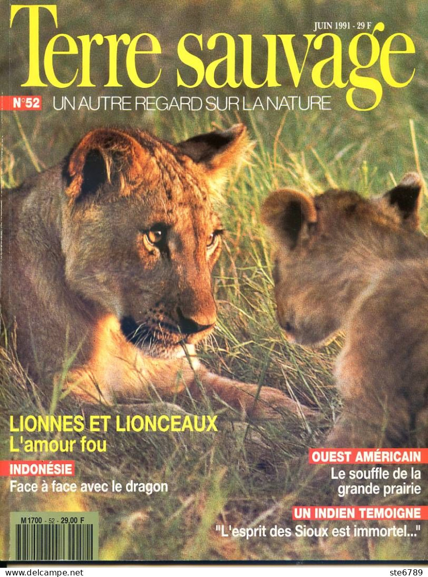 TERRE SAUVAGE N° 52 Animaux Lions ,Dragons Komodo , Plongeon Catmarin  Géographie Indiens Sioux , Ouest Américain - Animals