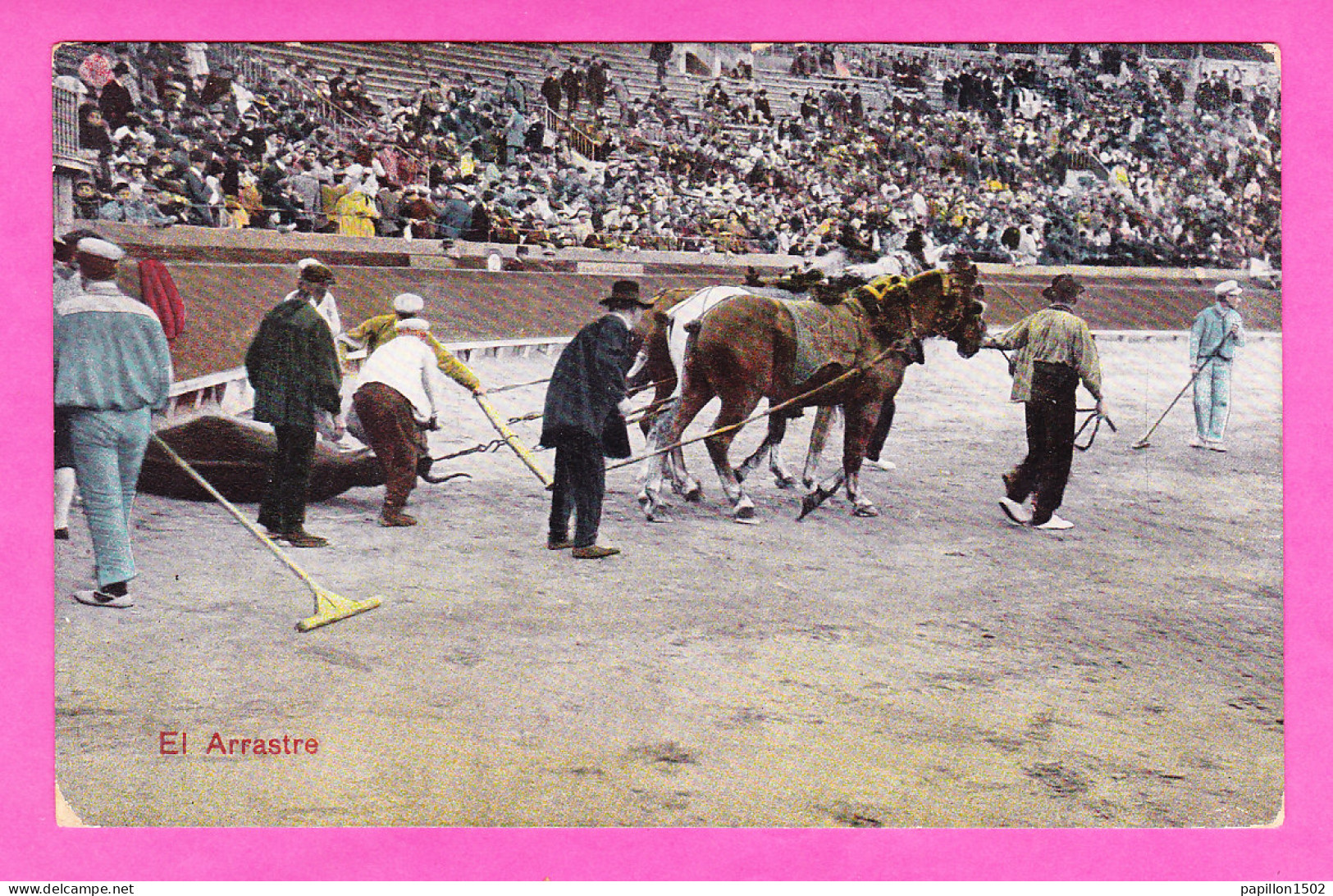 Corrida-22P64 El Arrastre, Chevaux Tirant Le Taureau Mort, Cpa Colorisée - Corrida