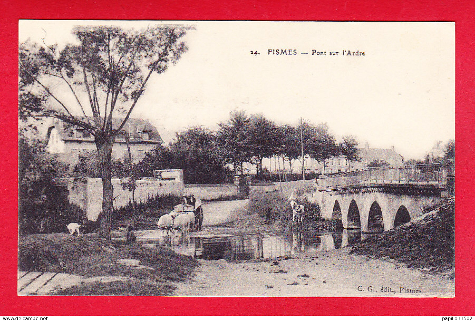 F-51-Fismes-11P205  Pont Sur L'Adre, Attelage De Boeufs, Cpa BE - Fismes