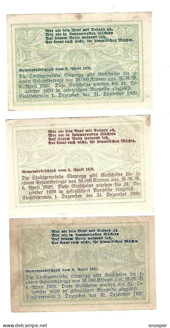 **notgeld   Austria  Steyregg  Serie Compleet  1036.1a - Autriche