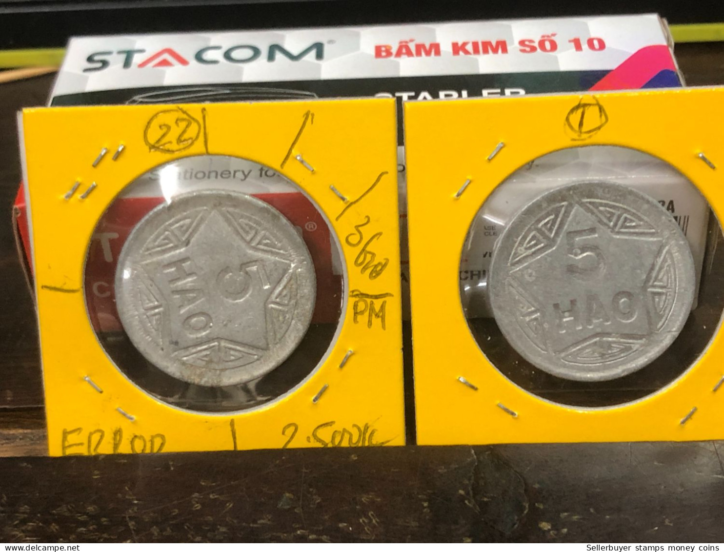 VIET-NAM DAN-CHU CONG-HOA-aluminium-KM#2.1 1946 5 Hao(coins Error Backside Printing 3pm)-1 Pcs- Xf No 22 - Vietnam