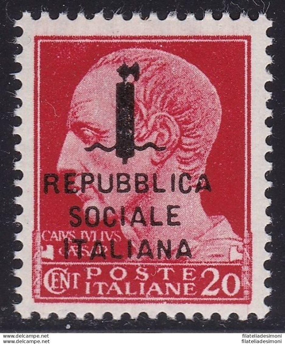 1944 RSI, N. 495/A 20c. Carminio MNH/** Firmato A.Diena - Sonstige & Ohne Zuordnung