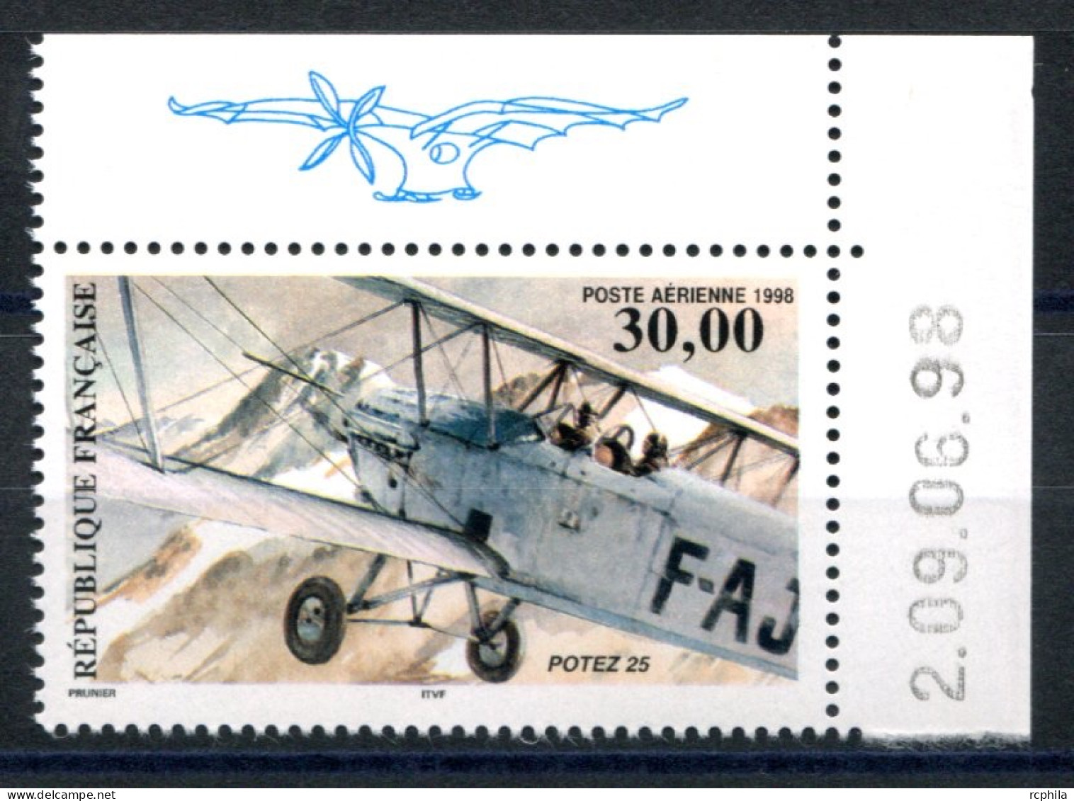 RC 27599 FRANCE PA N° 62 BIPLAN POTEZ 25 PROVENANT DU FEUILLET NEUF ** TB - 1960-.... Mint/hinged