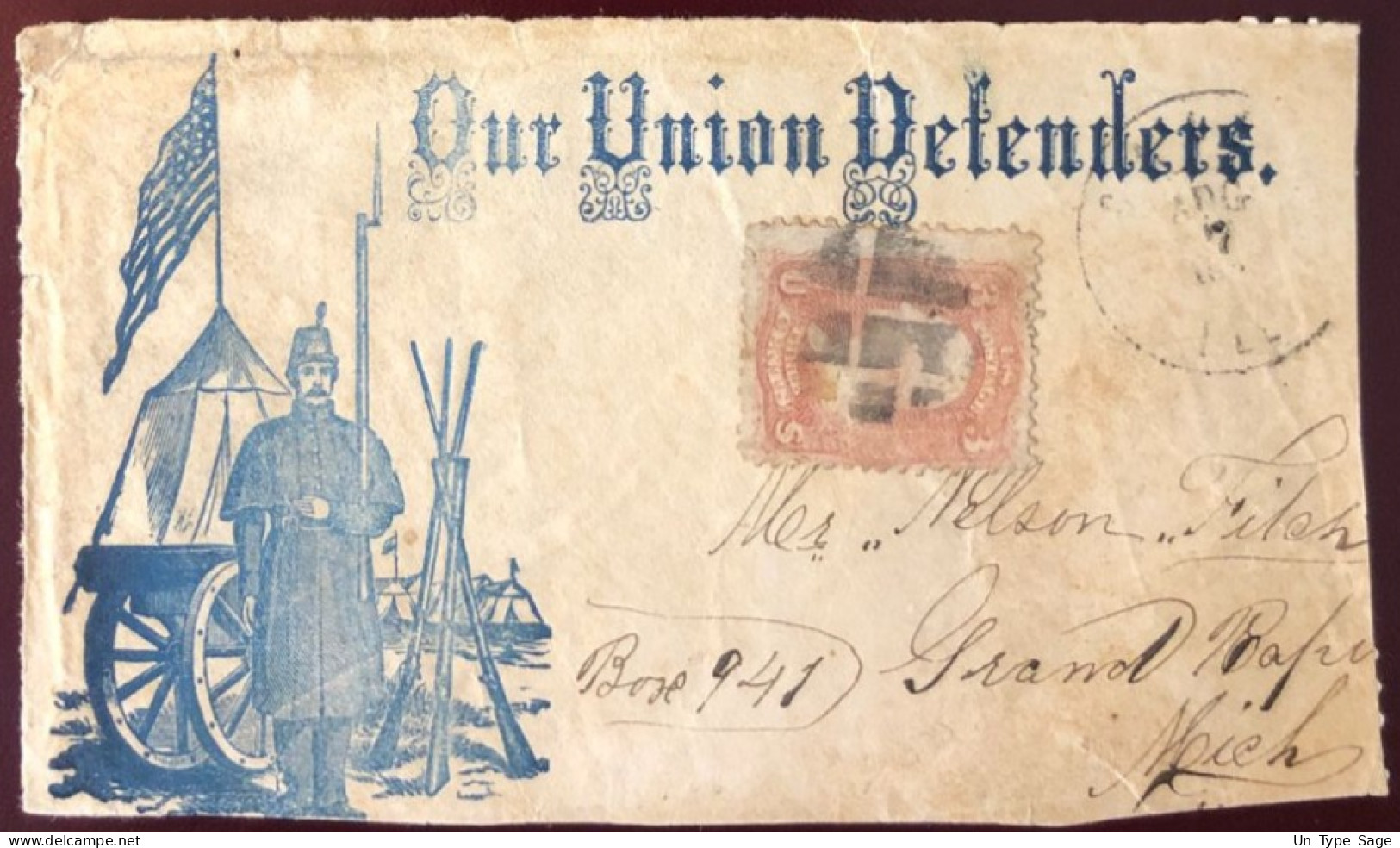 Etats-Unis N°19, Civil War, Patriotic Cover De Williamsburg - (DEVANT De Lettre, Front Cover) - (B1331) - Poststempel