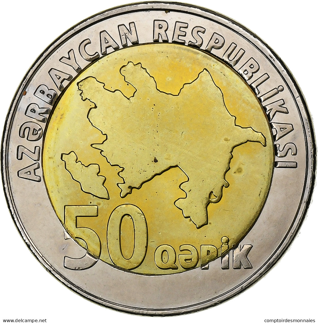 Azerbaïdjan, 50 Qapik, 2006, Bimétallique, SPL, KM:44 - Azerbaigian