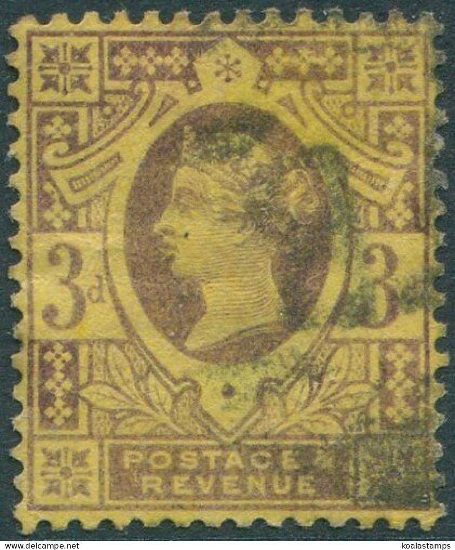 Great Britain 1887 SG202 3d Purple/yellow QV #4 FU (amd) - Sonstige & Ohne Zuordnung