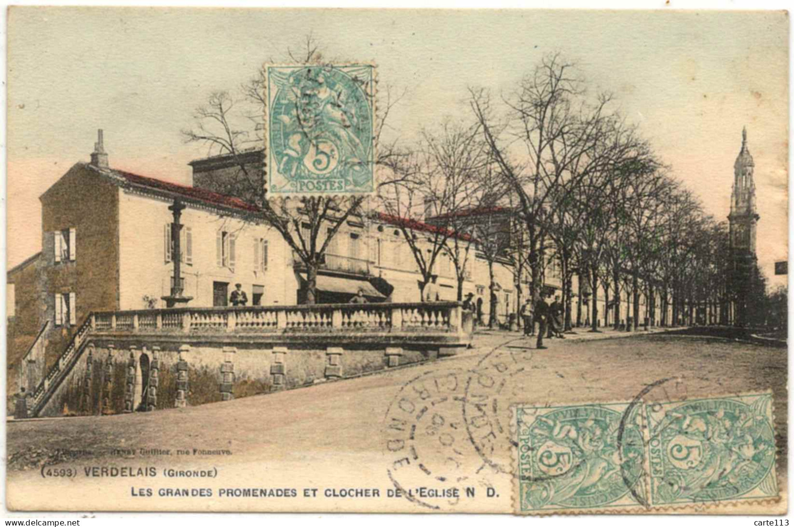 33 - B26430CPA - VERDELAIS - Les Grandes Promenades Et Clocher  Eglise - Très Bon état - GIRONDE - Verdelais