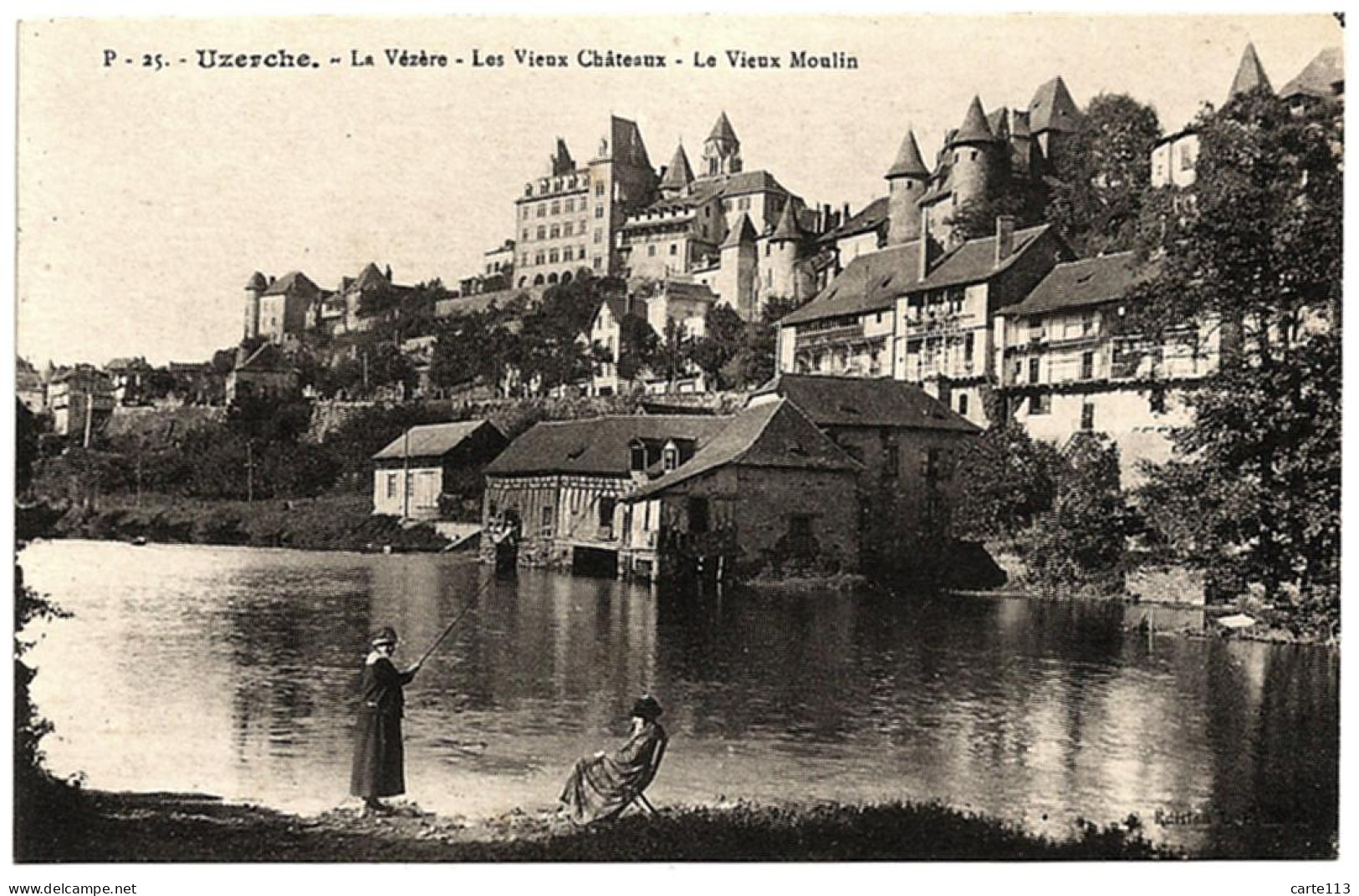 19 - B23509CPA - UZERCHE - La Vezere - Les Vieux Chateaux - Le Vieux Moulin - Pecheurs - Parfait état - CORREZE - Uzerche