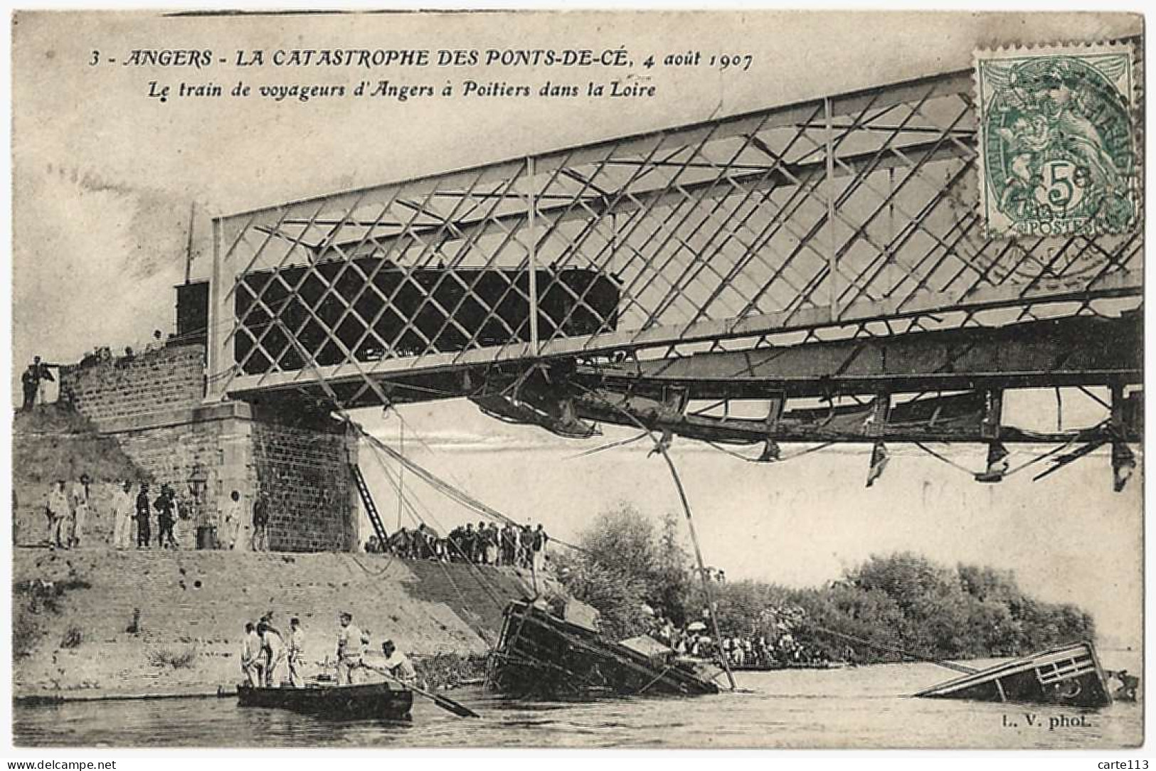 49 - T22730CPA - LES PONTS DE CE - ANGERS - Catastrophe  4 Aout 1907 - Le Train Dans La Loire - Assez Bon état - MAINE E - Les Ponts De Ce