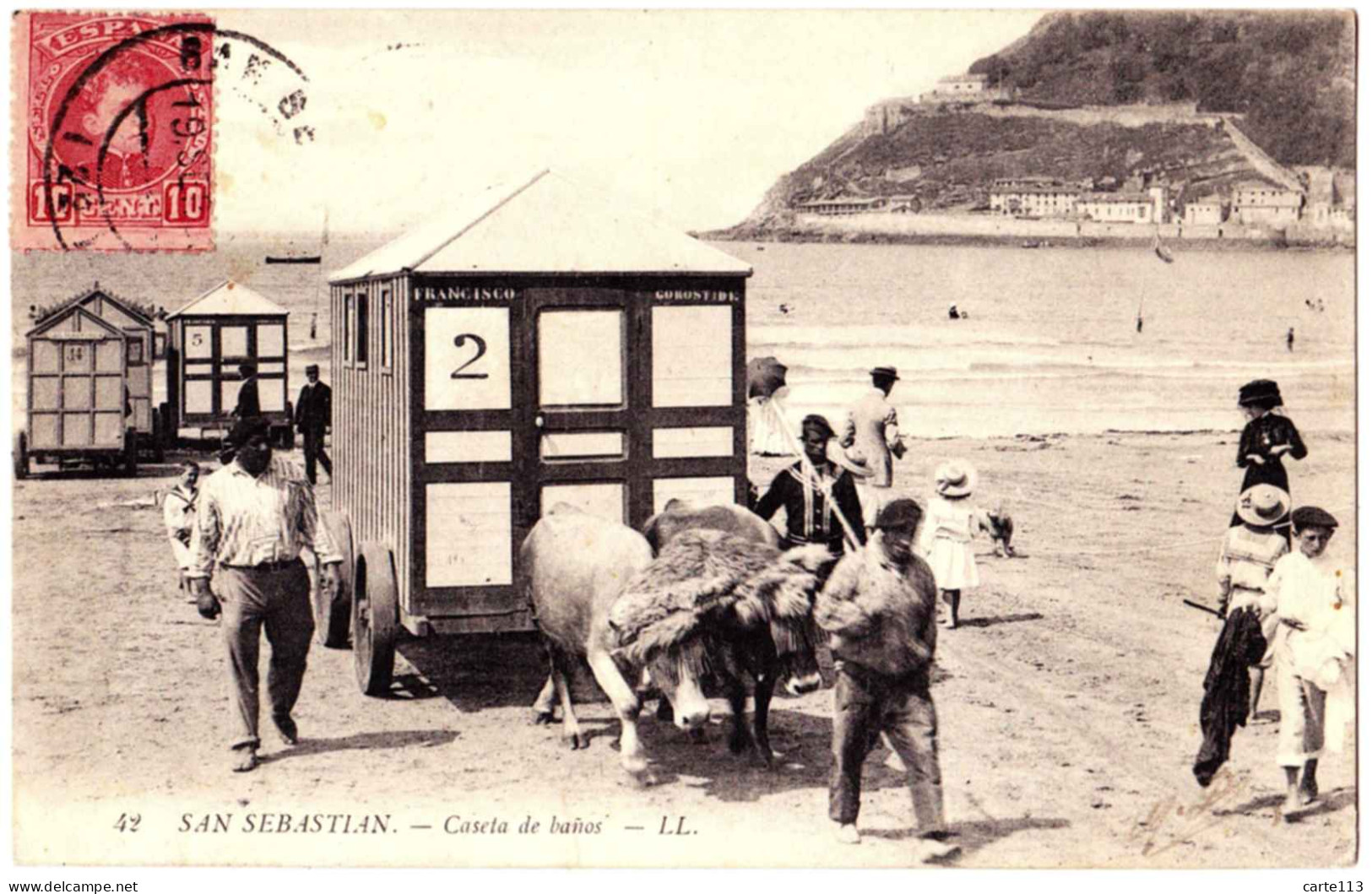 0 - T22370CPA - SAN SEBASTIAN - CASETA DE BANOS, Plage De La Concha  - Espagne - Parfait état - EUROPE - Guipúzcoa (San Sebastián)