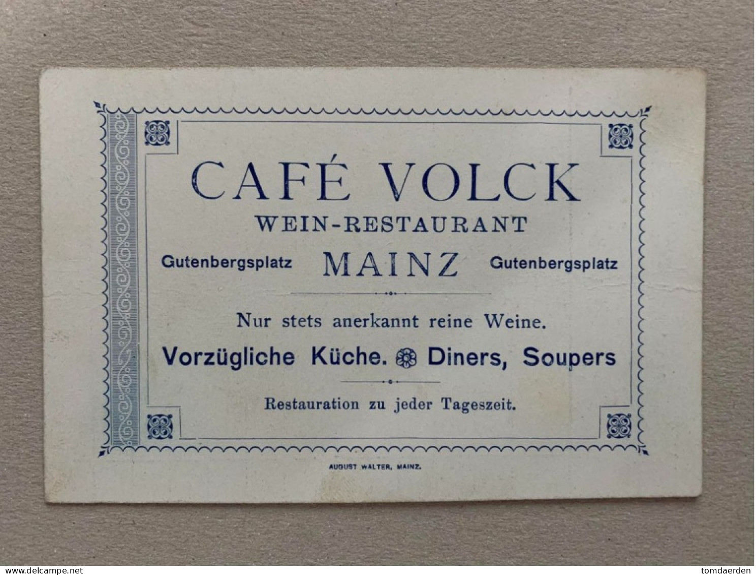 Nota Recu Mainz 1890 189... Café VOLCK Wein Restaurant Küche Diner - 1800 – 1899