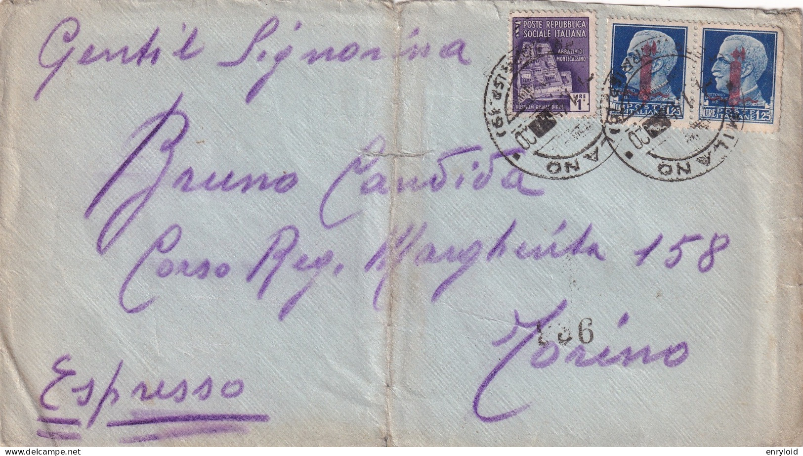 RSI Espresso 1945 Lettera Affrancata 3,5 Lire 1 + 1,25 + 1,25 Fascetti E Monumenti Distrutti  4.1.1945 - Storia Postale