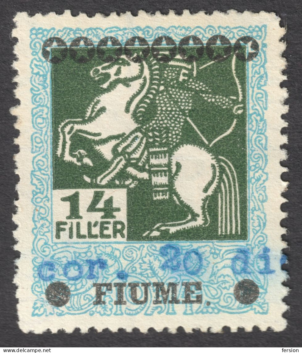 1918 FIUME Rijeka Hungary Occupation 1914 Overprint KuK Croatia Yugoslavia Italy REVENUE TAX  Horse Archer 14 F - "E" - Fiume